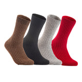 Lian LifeStyle Gorgeous Big Girls Women's 4 Pair Wool Crew Socks Size 6-9 FS03, Color (Brown,DarkGrey,LightGrey,Red)