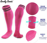 Lovely Annie Women's 2 Pairs Knee High Sports Socks for Baseball/Soccer/Lacrosse 003 M(Rose)