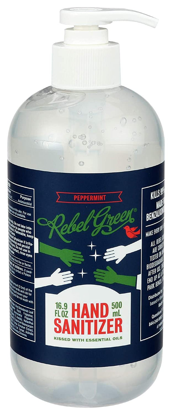 Rebel Green, Hand Sanitizer Peppermint Lemon, 16.9 Ounce