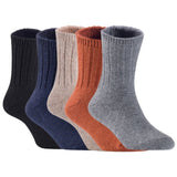 Children's Durable, Stretchable, Thick & Warm Wool Crew Socks. Perfect as Winter Snow Sock and All Seasons FS01, 5 Pair, Size 4Y-6Y, Black, Navy, Biege, Coffee, Grey