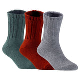 Children's Durable, Stretchable, Thick & Warm Wool Crew Socks. Perfect as Winter Snow Sock and All Seasons FS01, 3 Pair, Size 4Y-6Y, DarkGrey, Wine, Grey