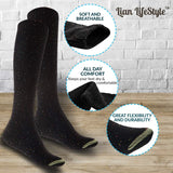 Lian LifeStyle Women's 5 Pairs Awesome Breathable Fancy and Cozy Knee High Cotton Boot Socks Size 6-9(5 Color)