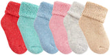 Lian LifeStyle Girl's 6 Pairs Extra Thick Wool Boot Socks Crew Plain Color LK01 (0Y-5Y)