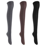Lian LifeStyle Women's 3 Pairs Knee High Thigh High Cotton Socks Size 6-9 L1024