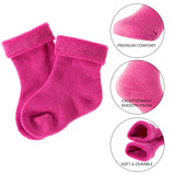 3 Pairs Children's Wool Socks for Boys & Girls. Thick & Warm Socks for Kids Perfect as Winter Snow Sock and All Seasons 12M-24M (Rose, Orange, Red)