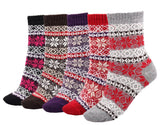 Lovely Annie Girl's 5 Pairs Pack Fashion Plaid-Maple Leaf Wool Socks One Size 6-9
