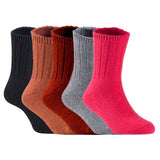 Children's Durable, Stretchable, Thick & Warm Wool Crew Socks. Perfect as Winter Snow Sock and All Seasons FS01, 5 Pair, Size 4Y-6Y, Black, Coffee, Wine, Grey, Red