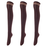 Lovely Annie Women's 3 Pairs Over Knee High Thigh High Cotton Socks Boot Stockings Comfy Cotton Leg Warmer Size 6-9 A1023(Coffee)