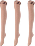 Lovely Annie Women's 3 Pairs Over Knee High Thigh High Cotton Socks Size 6-9 A1023