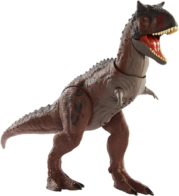 Jurassic World Camp Cretaceous Isla Nublar Control ‘N Conquer Carnotaurus Toro Large Dinosaur Figure with Primal Attack Feature, Sounds, Movable Joints, Authentic Detail; Map & Stickers