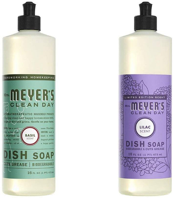 Liquid Dish Soap, Cruelty Free Formula, 1 Pack Basil, 1 Pack Lilac 16 OZ each