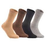 Lian LifeStyle Gorgeous Big Girls Women's 4 Pair Wool Crew Socks Size 6-9 FS03, Color (Beige,Brown,DarkGrey,LightGrey)