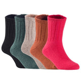 Children's Durable, Stretchable, Thick & Warm Wool Crew Socks. Perfect as Winter Snow Sock and All Seasons FS01, 5 Pair, Size 4Y-6Y, Black, DarkGrey, Biege, Coffee, Red