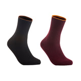 Lian LifeStyle Women's 2 Pairs Cute & Comfortable Wool Crew Socks Size 6-9 HR1612, Color (Black, Wine)