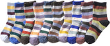 Lian LifeStyle Children's 10 Pairs Wool Blend Socks Stripped 4 Sizes
