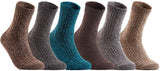 Lian LifeStyle Big Girl's Women's 6 Pairs Wool Blend Crew Socks HR1613 Size 6-9
