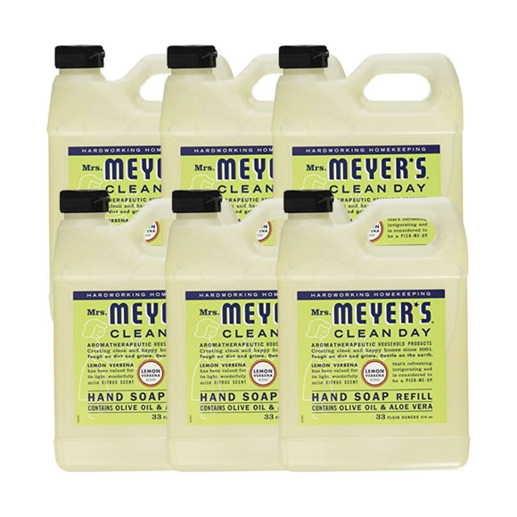 Aromatherapeutic Liquid Hand Soap Refill Gallon with Lemon Verbena | Contains Olive Oil & Aloe Vera - Biodegradable Formula and Citrus Scent | 33 Fluid Ounces, 975 ML, Pack of 6