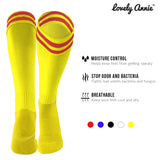 Lovely Annie 1 Pair Ultra Comfortable Girls Knee High Sports Socks Perfect as Activewear as Soccer, Football, and Other Sports XL002 Size S Yellow