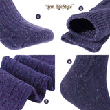 Lian LifeStyle Big Girl's Women's 2 Pairs Knee High Wool Socks HR1412 Size 6-9