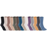 Lian LifeStyle Big Girl's Women's 12 Pairs Breathable & Fashionable Cute Cotton Crew Socks | Supersoft Fuzzy Cozy Socks L1840 Size 6-9
