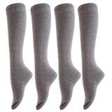 Lian LifeStyle Women's 4 Pairs Awesome, Breathable, Fancy and Cozy Knee High Cotton Boot Socks LW158212 Size 6-9 (Grey)