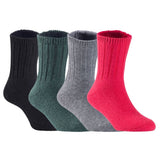 Children's Durable, Stretchable, Thick & Warm Wool Crew Socks. Perfect as Winter Snow Sock and All Seasons FS01, 4 Pair, Size 4Y-6Y, Black, DarkGrey, Grey, Red