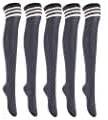 Lian LifeStyle Women's 5 Pairs Adorable Comfortable Soft Thigh High Over Knee High Cotton Socks Size 6-9 L1022(Black,Khaki,White,Navy,Wine)