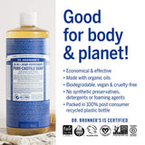 Dr. Bronnerâ€™s - Pure-Castile Liquid Soap (Peppermint) - Made with Organic Oils, 18-in-1 Uses: Face, Body, Hair, Laundry, Pets and Dishes, Concentrated, Vegan, Non-GMO