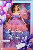 Barbie Birthday Wishes Doll (Blonde, 13-Inch), Wearing Ruffled Gown, with Doll Stand and Certificate of Authenticity, Gift for 6 Year Olds and Up