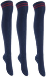 Lian LifeStyle Big Girl's Women's 3 Pairs Thigh High Cotton Socks Size 6-9 L1023