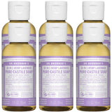 Undiluted Pure Castile Liquid Soap in Lavender Scent: 18-in-1 All Natural Soap w/ Organic Essential Oil Lavender Scent, All Purpose Castile Soap for Skincare, Hand Wash, Cleaning & More, 2 Fl OZ Bottle, 4 Bottles