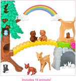 Barbie Wilderness Guide Interactive Playset with Blonde Doll (12-in), Outdoor Tree, Bridge, Overhead Rainbow, 10 Animals & More, Great Gift for Ages 3 Years Old & Up