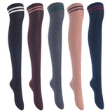 Lian LifeStyle Women's 5 Pairs Knee High Thigh High Cotton Socks Size 6-9 L1023