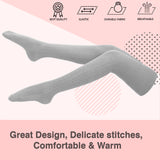 AATMart Women's 2 Pairs Awesome Comfortable Soft & Super Durable Thigh High Cotton Socks | Perfect as Winter & Spring Socks J1025 Size 6-9(Grey)