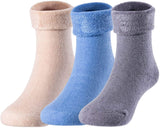 Lian LifeStyle Children's 3 Pairs Wool blend Crew Socks Plain Color Size (OM-24M)