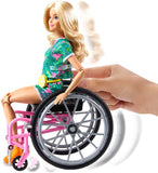 Barbie Fashionistas Doll #165, with Wheelchair & Long Blonde Hair Wearing Tropical Romper, Orange Shoes & Lemon Fanny Pack, Toy for Kids 3 to 8 Years Old