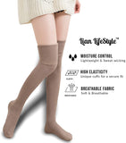 Lian LifeStyle Women's 3 Pairs Adorable Thigh High Cotton Socks Size 6-9 LLS1025