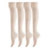 AATMart Awesome Women's 4 Pairs Thigh High Cotton Socks Soft, Super Durable Perfect as Winter Socks ATT1024 Size 6-9 (Cream)