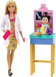 Barbie Pediatrician Playset, Blonde Doll (12-in), Exam Table, X-ray, Stethoscope, Tool, Clip Board, Patient Doll, Teddy Bear, Great Gift for Ages 3 Years Old & Up