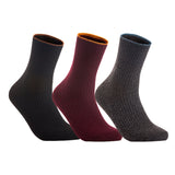 Lian LifeStyle Women's 3 Pairs Cute & Comfortable Wool Crew Socks Size 6-9 HR1612, Color (Black, Claret, DarkGrey)