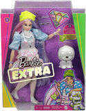 Barbie Extra Doll #2 in Shimmery Look with Pet Puppy, Pink & Purple Fantasy Hair, Layered Outfit & Accessories Including Neon Beanie, Multiple Flexible Joints, Gift for Kids 3 Years Old & Up