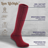 Lian LifeStyle Fascinating Children's 1 Pair Knee High Wool Blend Boot Socks Resistant, Comfortable and Health Focused, FS02 Size L (4-6Y) (Wine)