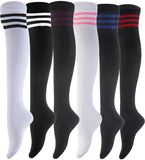 Lovely Annie Women's 6 Pairs Over-the-Knee Thigh High Knee High Cotton Socks Size 6-9
