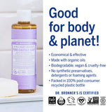 Dr. Bronnerâ€™s - Pure-Castile Liquid Soap (Lavender) - Made with Organic Oils, 18-in-1 Uses: Face, Body, Hair, Laundry, Pets and Dishes, Concentrated, Vegan, Non-GMO