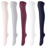Lovely Annie Women's 5 Pairs Incredible Durable Super Soft Unique Over Knee High Thigh High Cotton Socks Size 6-9 A1024(Random)