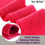 Lian LifeStyle Women's 3 Pairs Exceptional Non Slip, Cozy and Cool Knee High Wool Socks LFS05 Size 6-9 (Black, Red, Beige)