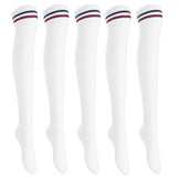 Lian LifeStyle Big Girl's Women's 5 Pairs Thigh High Cotton Socks Size 6-9 L1023