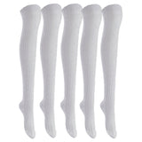 Lian LifeStyle Women's 5 Pairs Adorable Comfortable Soft Thigh High Over Knee High Cotton Socks Size 6-9 L1024 (Light Grey)