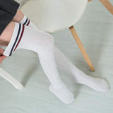 Lian LifeStyle Women's 5 Pairs Adorable Comfortable Soft Thigh High Over Knee High Cotton Socks Size 6-9 L1023(Black,Cofe,Khaki,White,Wine)