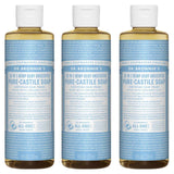 Undiluted Pure Castile Liquid Soap in Baby Unscented: 18-in-1 All Natural Soap w/ Organic Essential Oil Baby Unscented, All Purpose Castile Soap for Skincare, Hand Wash, Cleaning & More, 8 Fl OZ Bottle, 3 Bottles